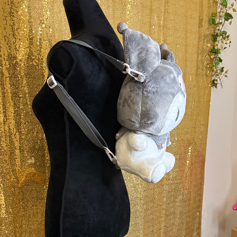 Sanrio Kuromi Gray and White Stuffed Animal Backpack - Picture 2 of 8